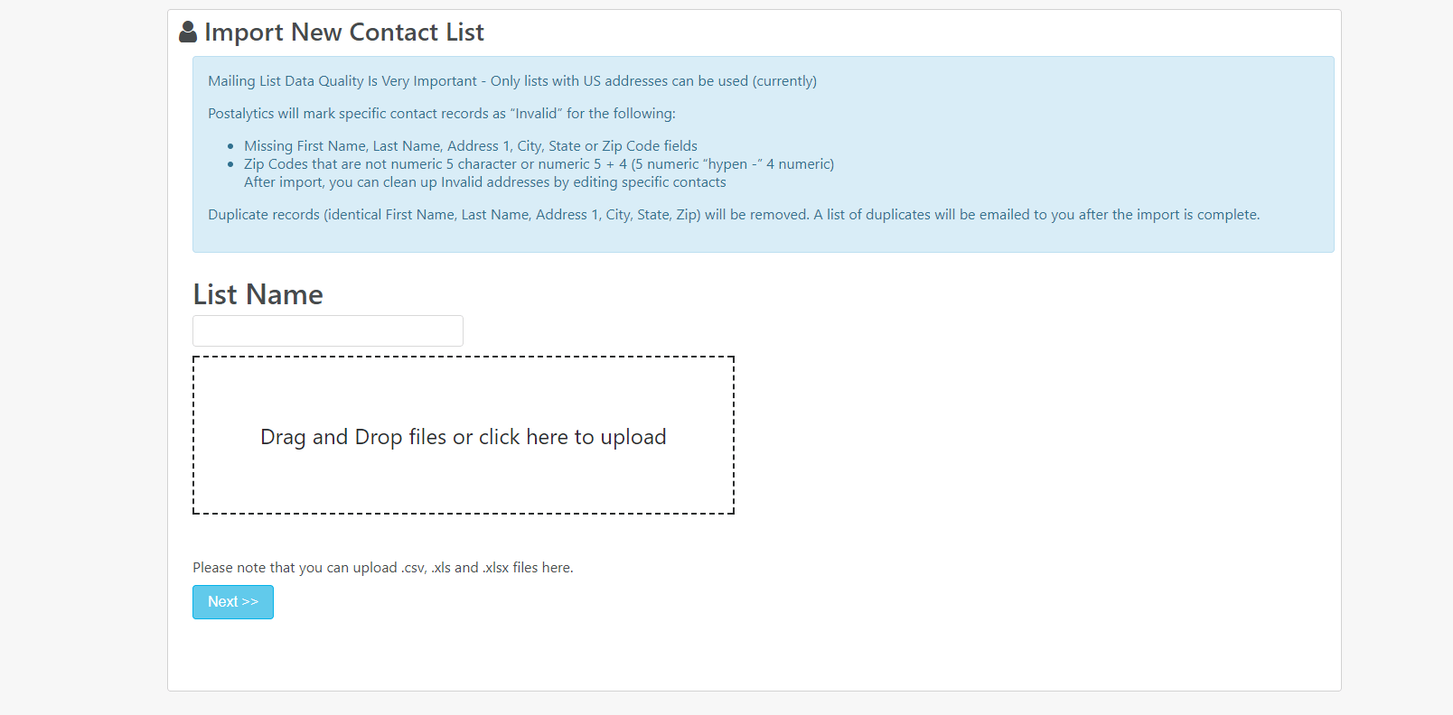 Postalytics Direct Mail API - Contacts