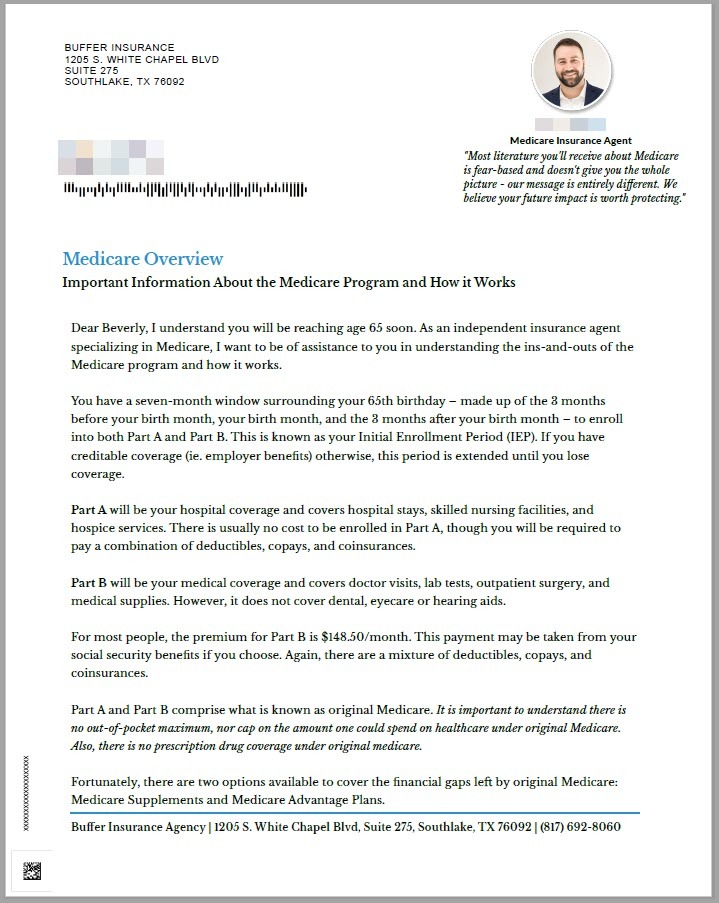 medicare insurance direct mail letter 