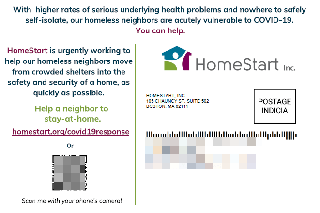 Homestart Covid response postcard back - Postalytics