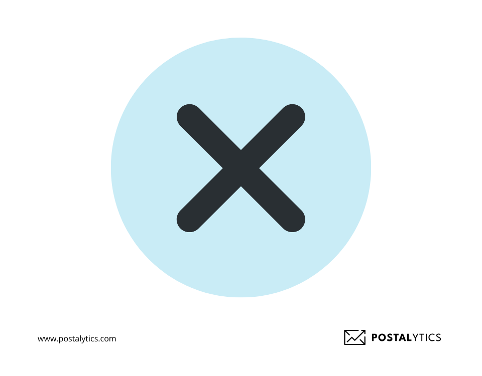 Large "X" icon symbolizing the importance of removing outdated mailing addresses to avoid wasted direct mail efforts.