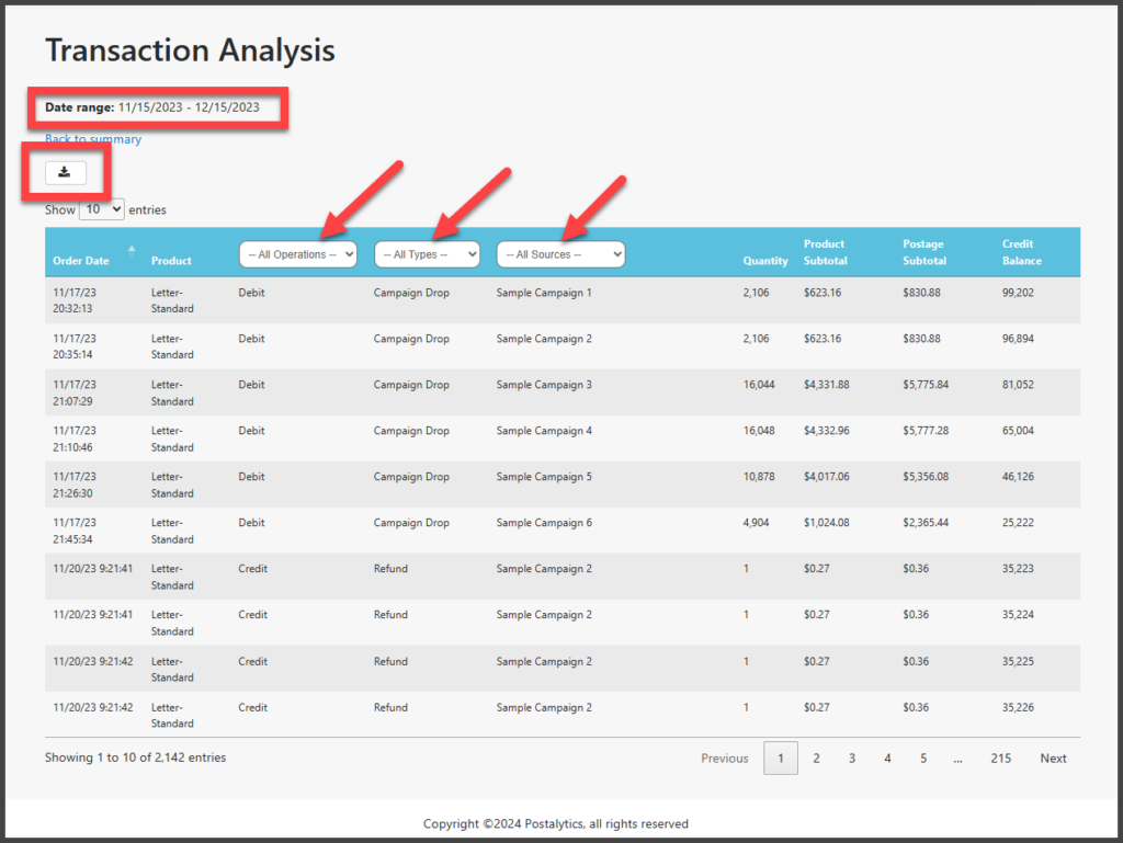 Transaction Analysis Detail